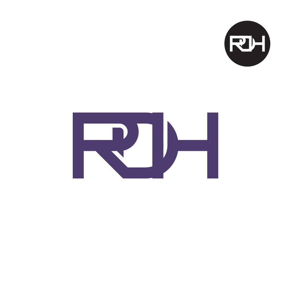 brief rdh monogram logo ontwerp vector