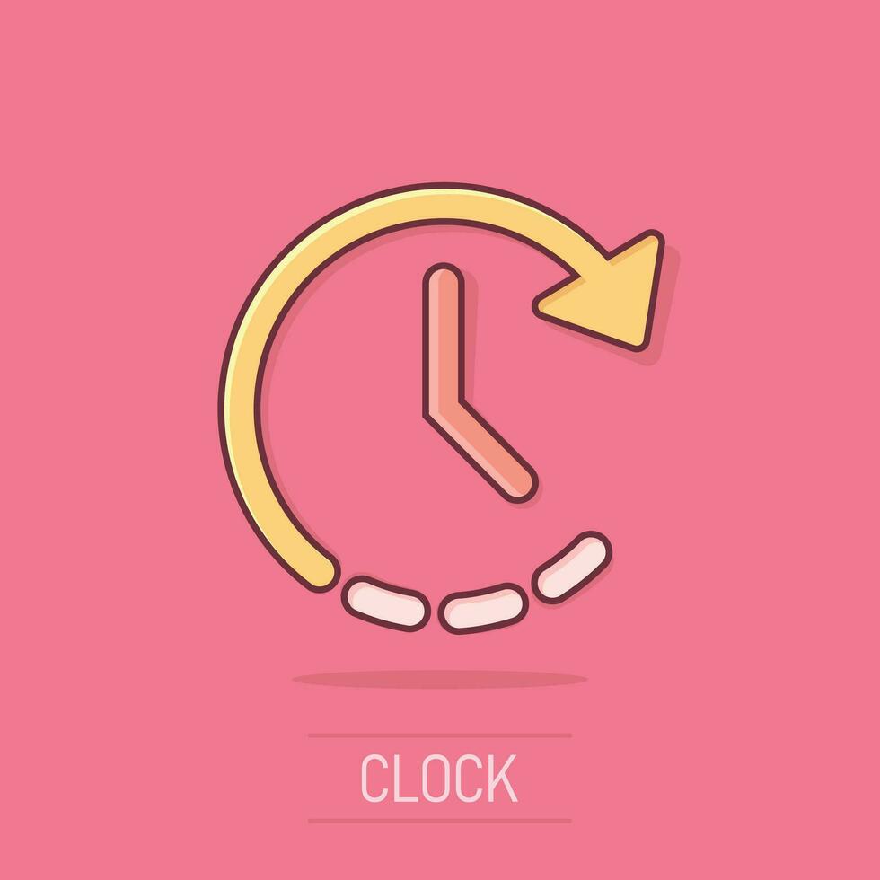 vector tekenfilm klok tijd icoon in grappig stijl. timer teken illustratie pictogram. klok bedrijf plons effect concept.