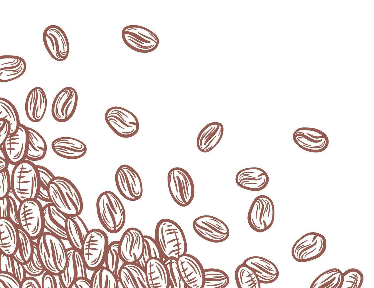 koffie achtergrond. koffie bonen in kader, grens. koffie bonen geïsoleerd Aan een wit achtergrond. koffie bonen behang. koffie bonen illustratie voor verpakking. vector