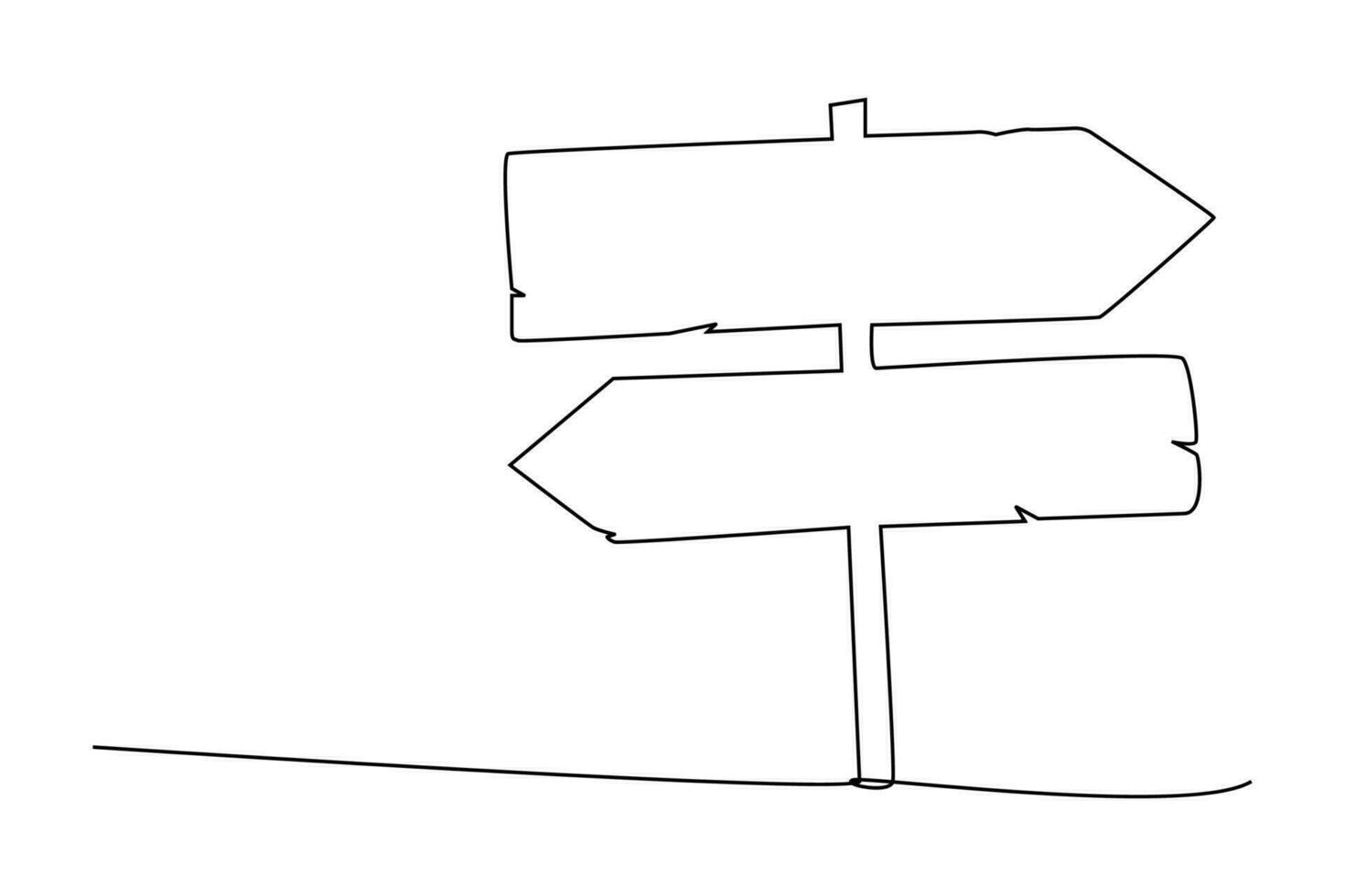 single doorlopend lijn tekening van houten pijl vorm weg teken vector
