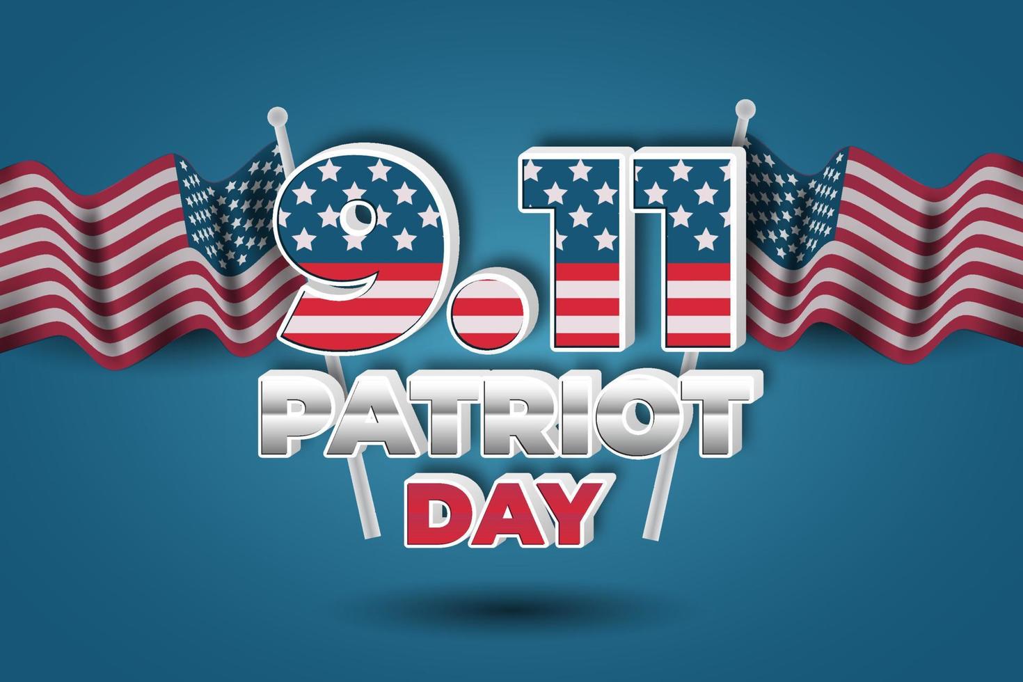 teksteffect 9.11 patriot day-stijl. bewerkbaar teksteffect. vector