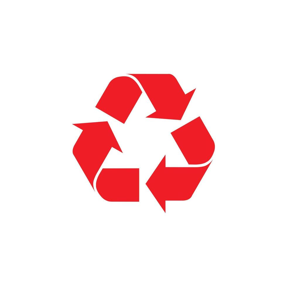 rood recycle icoon vector in driehoekig stijl geïsoleerd Aan wit achtergrond