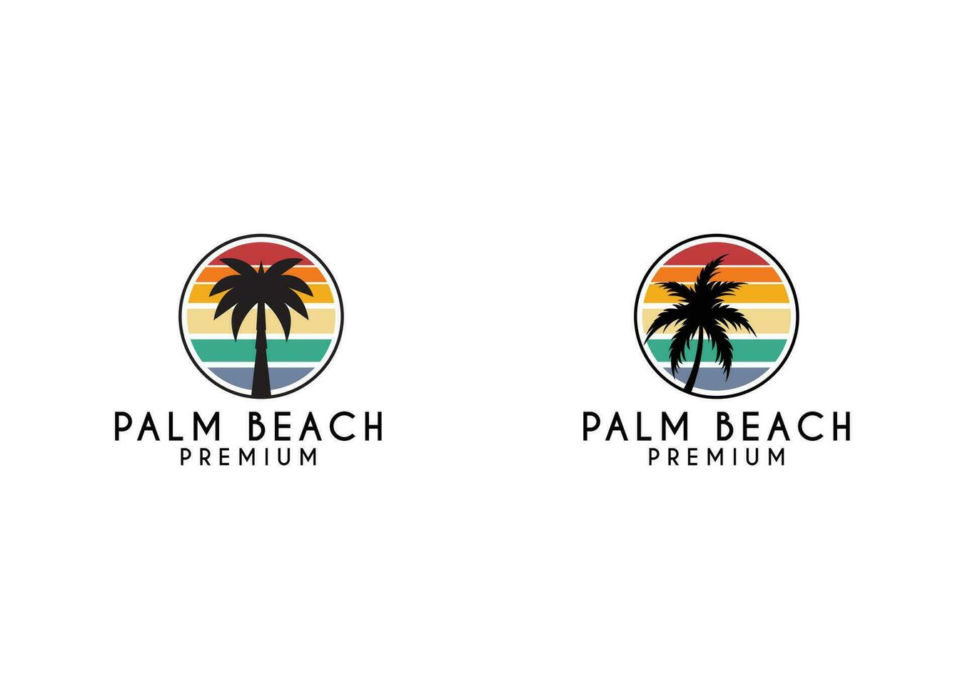 palm strand reizen en hotel met zeevogel symbool logo ontwerp sjabloon vector