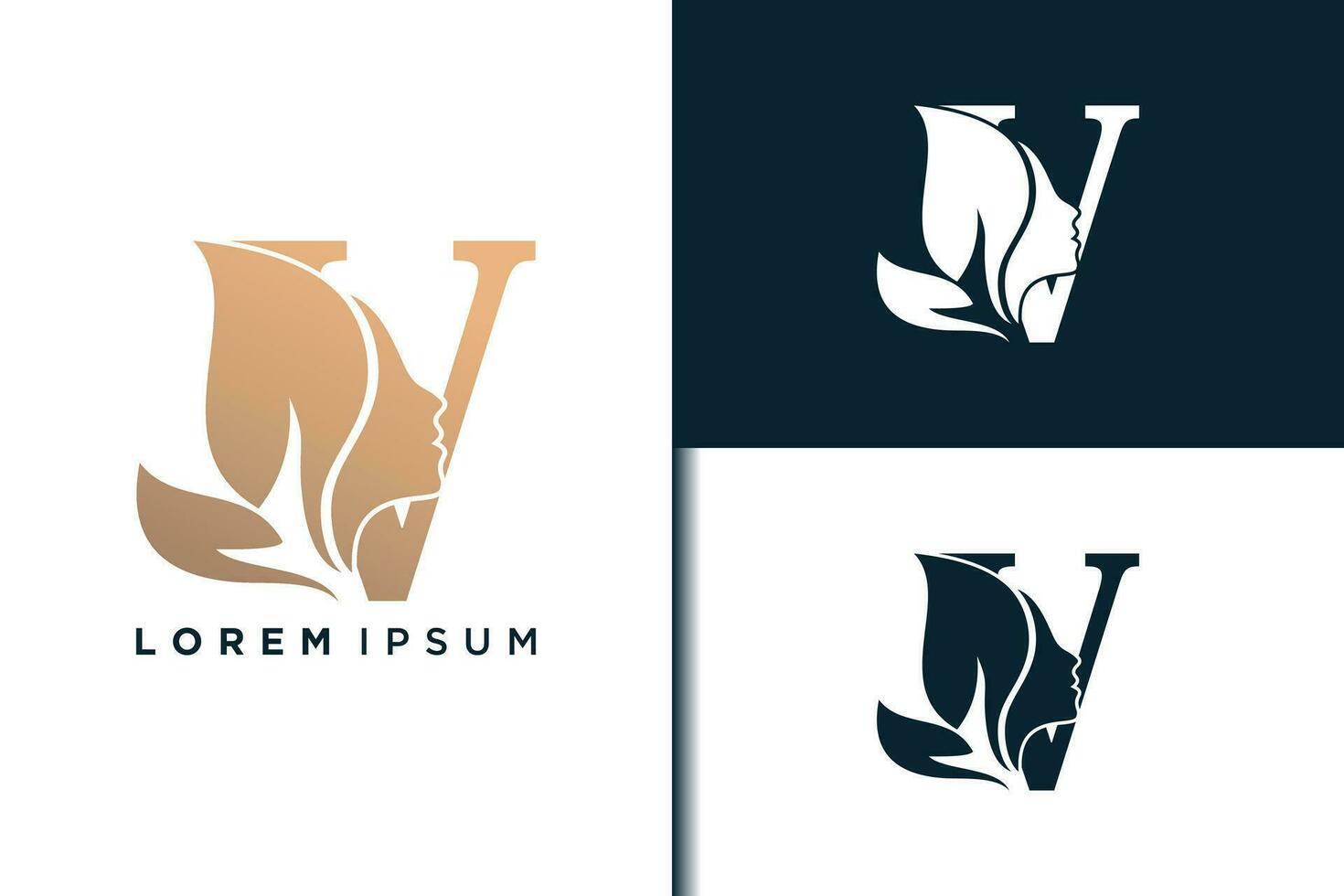 v brief logo ontwerp met schoonheid gezicht concept idee vector