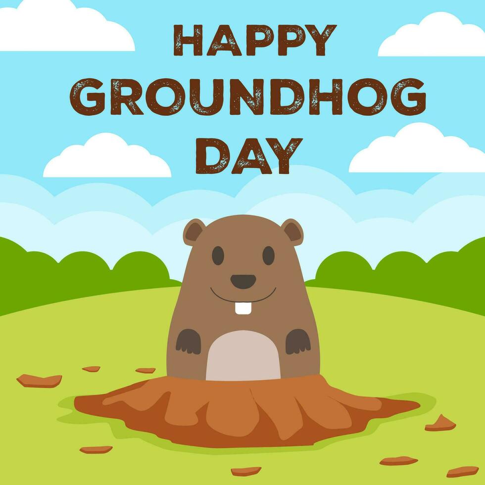 vector gelukkig groundhog dag illustratie in vlak ontwerp