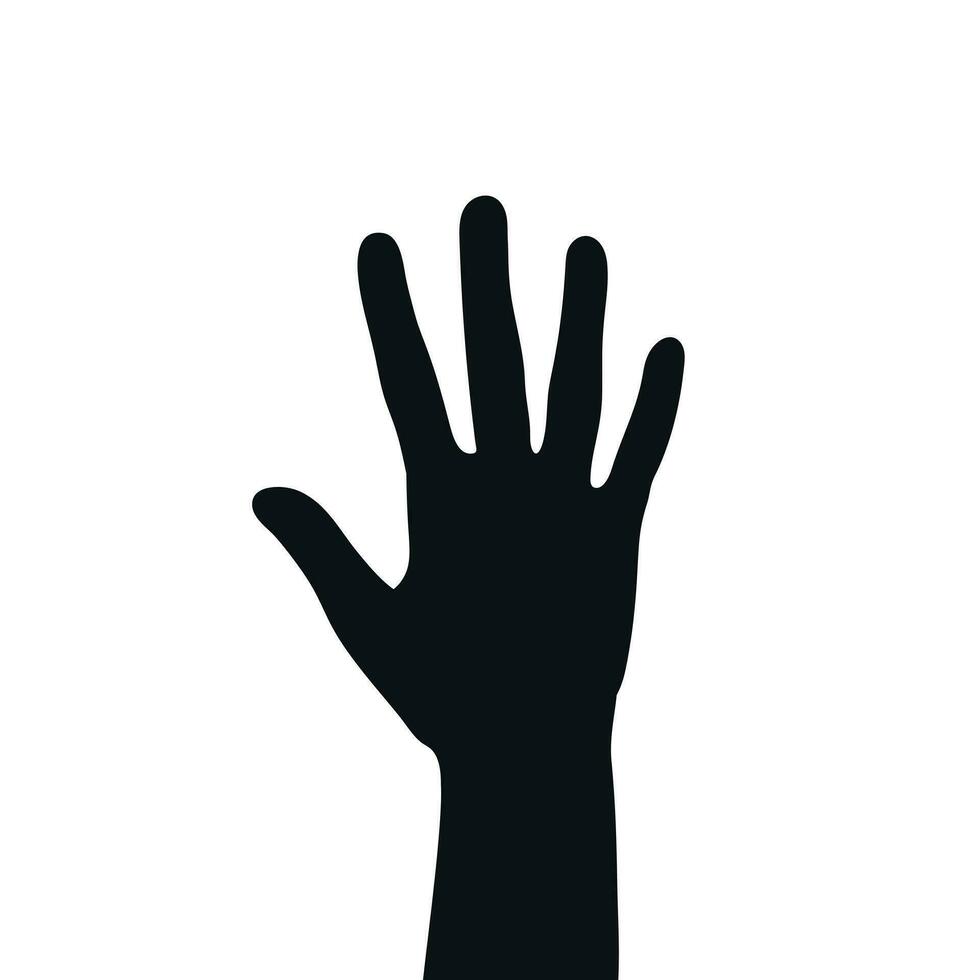 silhouetten van een verheven menselijk hand. palm van een hand. vector illustratie