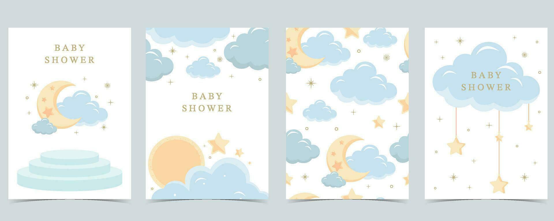 baby douche uitnodiging kaart voor jongen met ballon, wolk, lucht, blauw vector