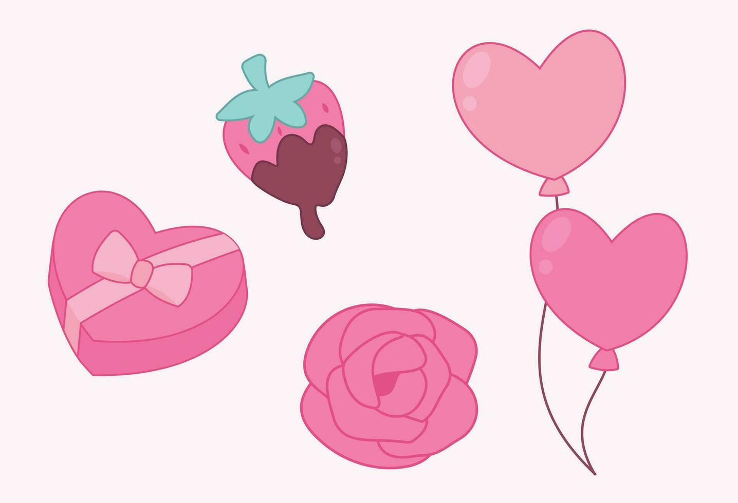 gelukkig Valentijnsdag dag vector kunst schattig decoraties. gemakkelijk pastel roze ontwerpen