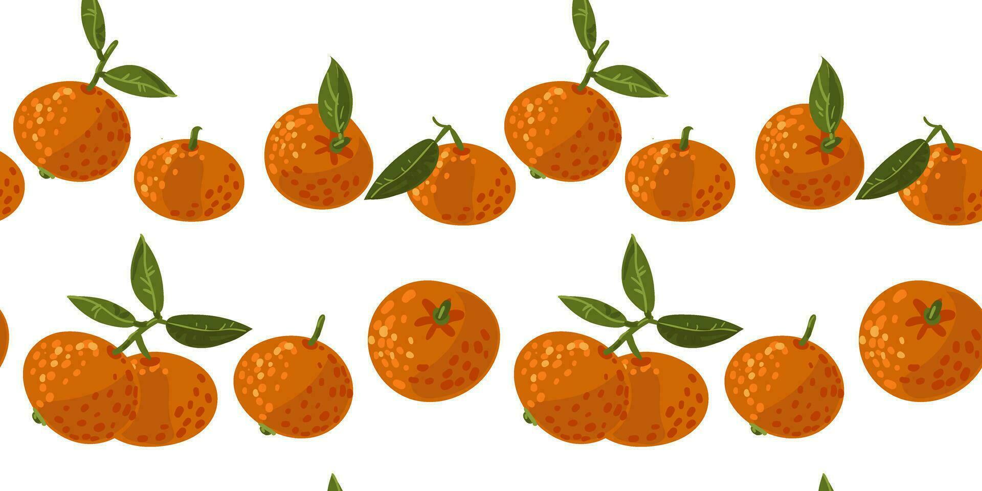 naadloos mandarijn patroon met bladeren. vector fruit ornament. de structuur van citrus fruit, bladeren, fruit is hand getekend. mandarijn in verschillend bochten, horizontaal. vector ontwerp van mandarijn- voor afdrukken