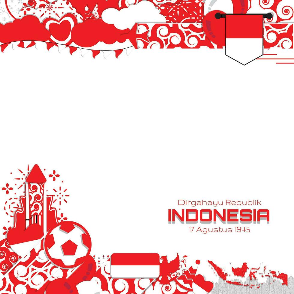 gelukkig onafhankelijkheid dag van Indonesië, illustratie achtergrond ontwerp, sociaal media sjabloon vector