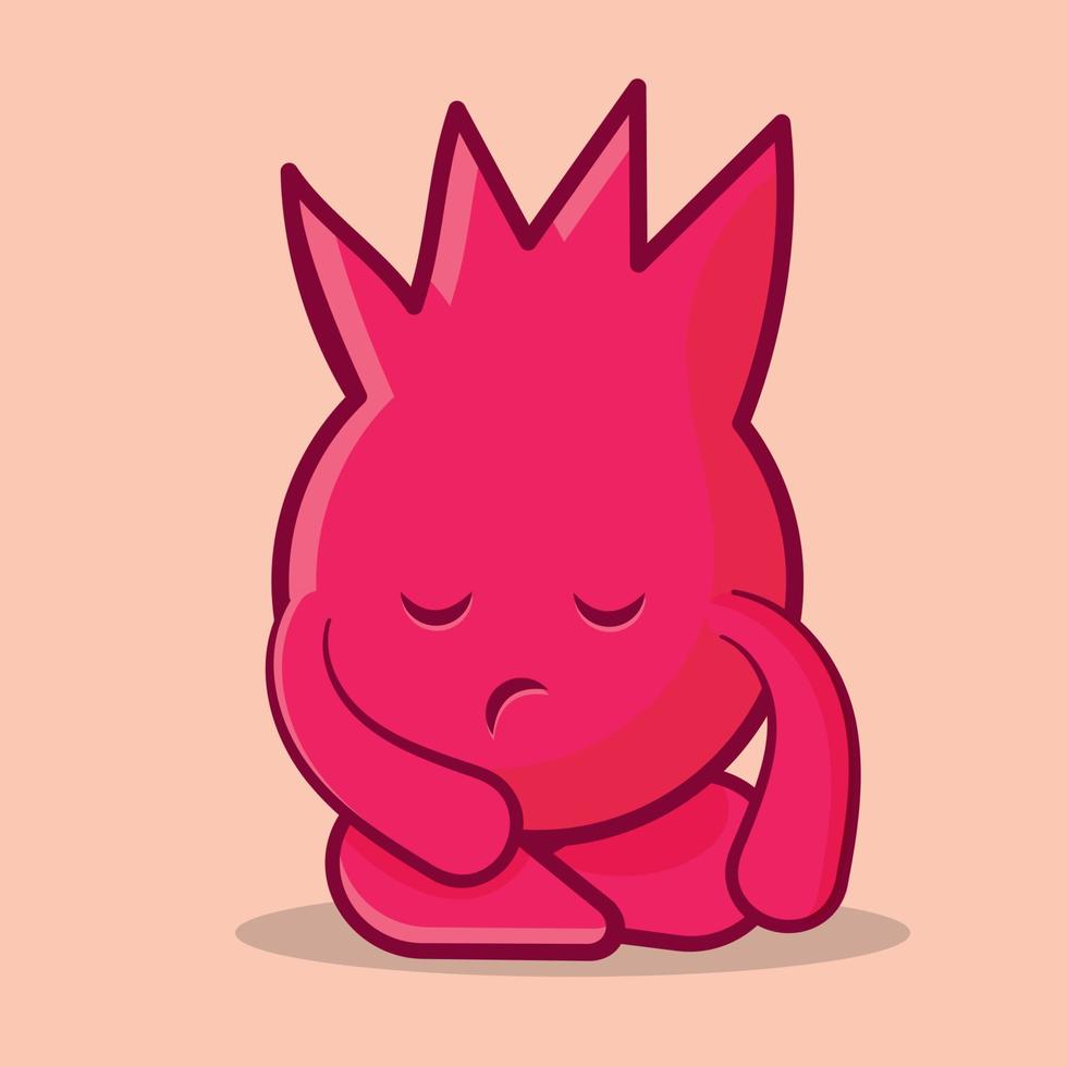 schattige granaatappel mascotte met droevige gebaar geïsoleerde cartoon afbeelding in vlakke stijl vector