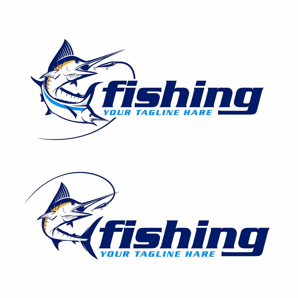 marlijn en zeilvis phishing-logo vector