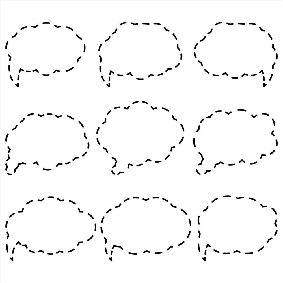 zwart-wit komische ballonverzameling van onderbroken lijnen vector