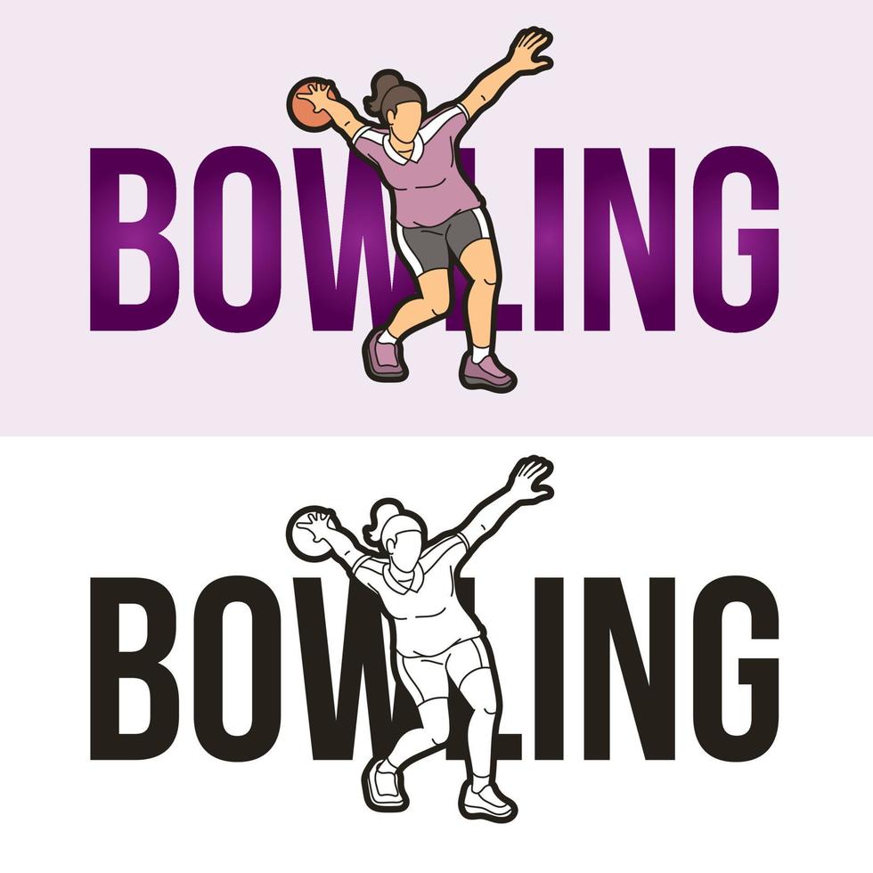 bowlingtekst met sportspeler vector