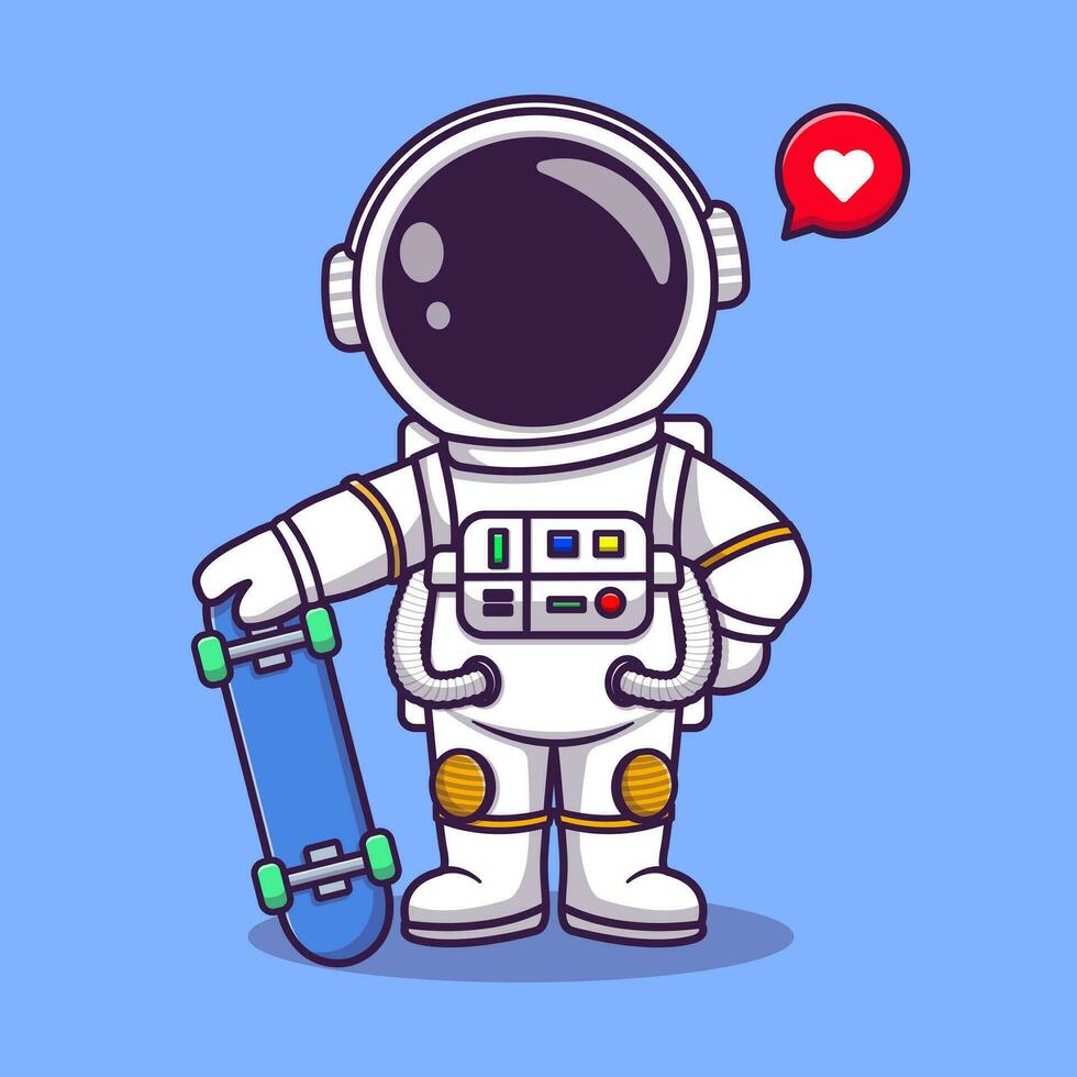 schattig astronaut spelen skateboard tekenfilm vector icoon illustratie. technologie sport icoon concept geïsoleerd.