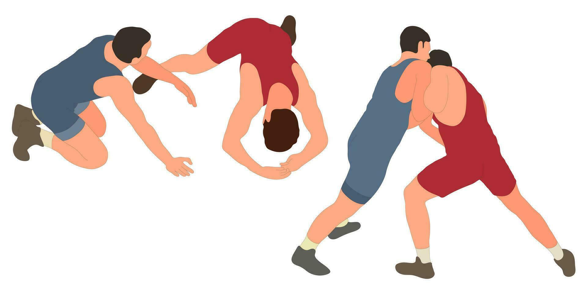 beeld van atleten worstelaars in worstelen, vechten. greco Romeins worstelen, gevecht, bestrijden, strijd, worstelen, duel, gemengd krijgshaftig kunst, sportiviteit vector