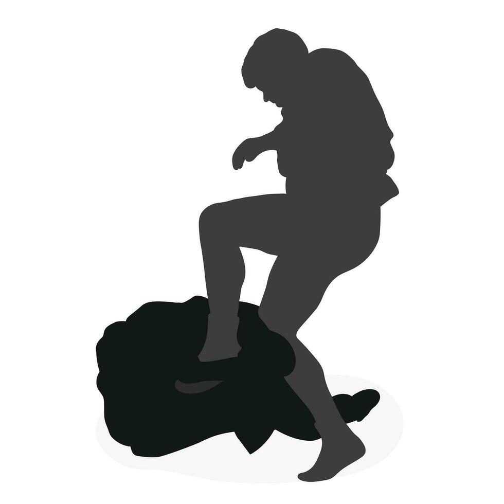 beeld van silhouetten sambo atleten in sambo worstelen, gevecht sambo, duel, gevecht, vuistgevecht, strijd, ruzie, ruzie, jiu jitsu. krijgshaftig kunst, sportiviteit vector