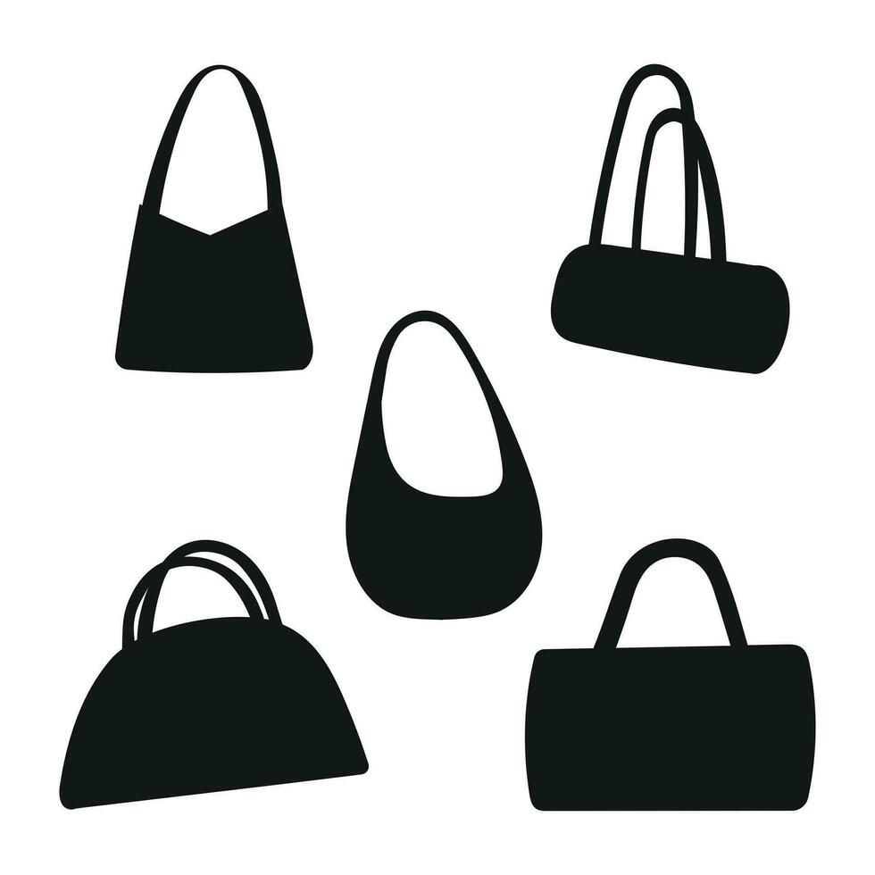 silhouet van een vrouw tas, handtas, tas, koppeling, bagage, bagage vector