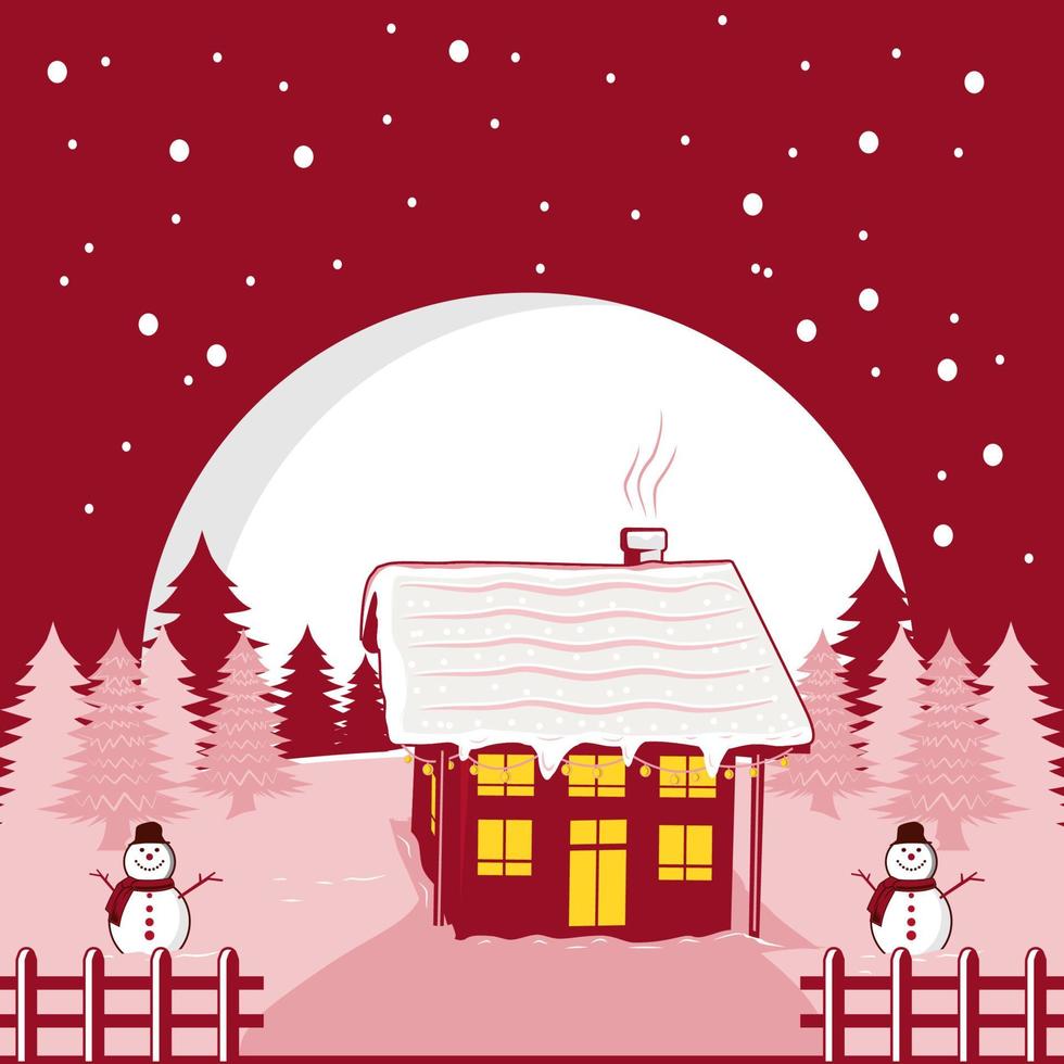 winter dorp kerst huis achtergrond vector