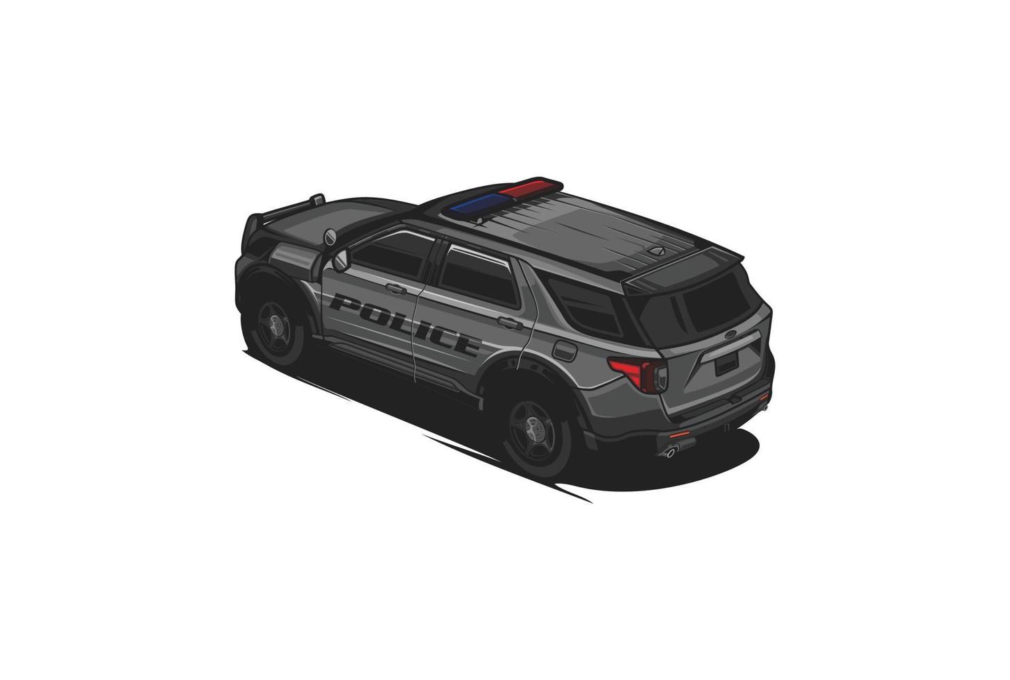 politie auto zwarte kleur zijaanzicht vector