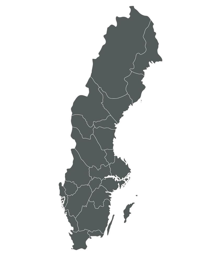 kaart van Zweden. Zweden provincies kaart vector