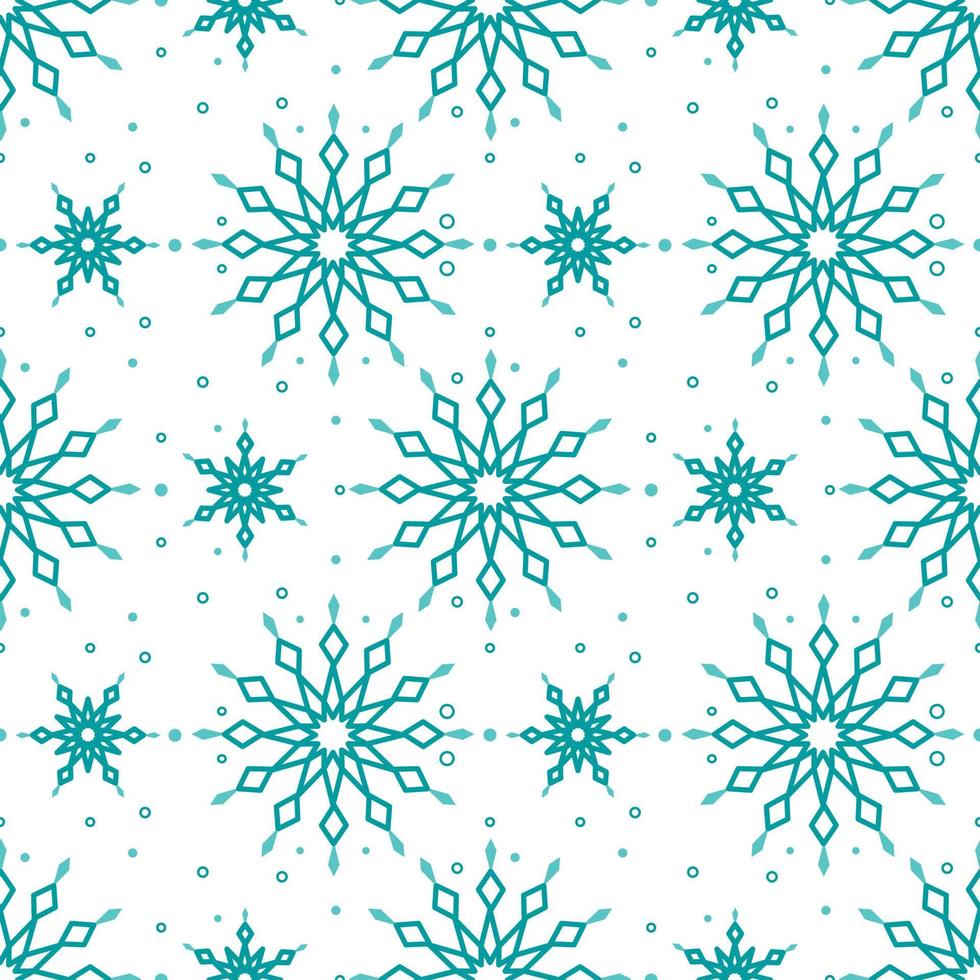 naadloze patroon met blauwe sneeuwvlokken op witte achtergrond. feestelijke winter traditionele decoratie voor nieuwjaar, kerstmis, feestdagen en design. ornament van eenvoudige lijn herhaal sneeuwvlok vector