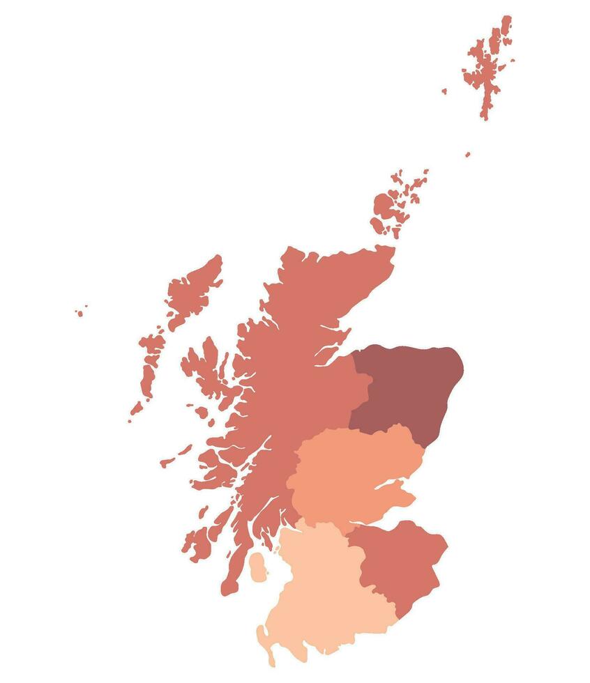 Schotland kaart. kaart van Schotland verdeeld in vijf hoofd Regio's vector