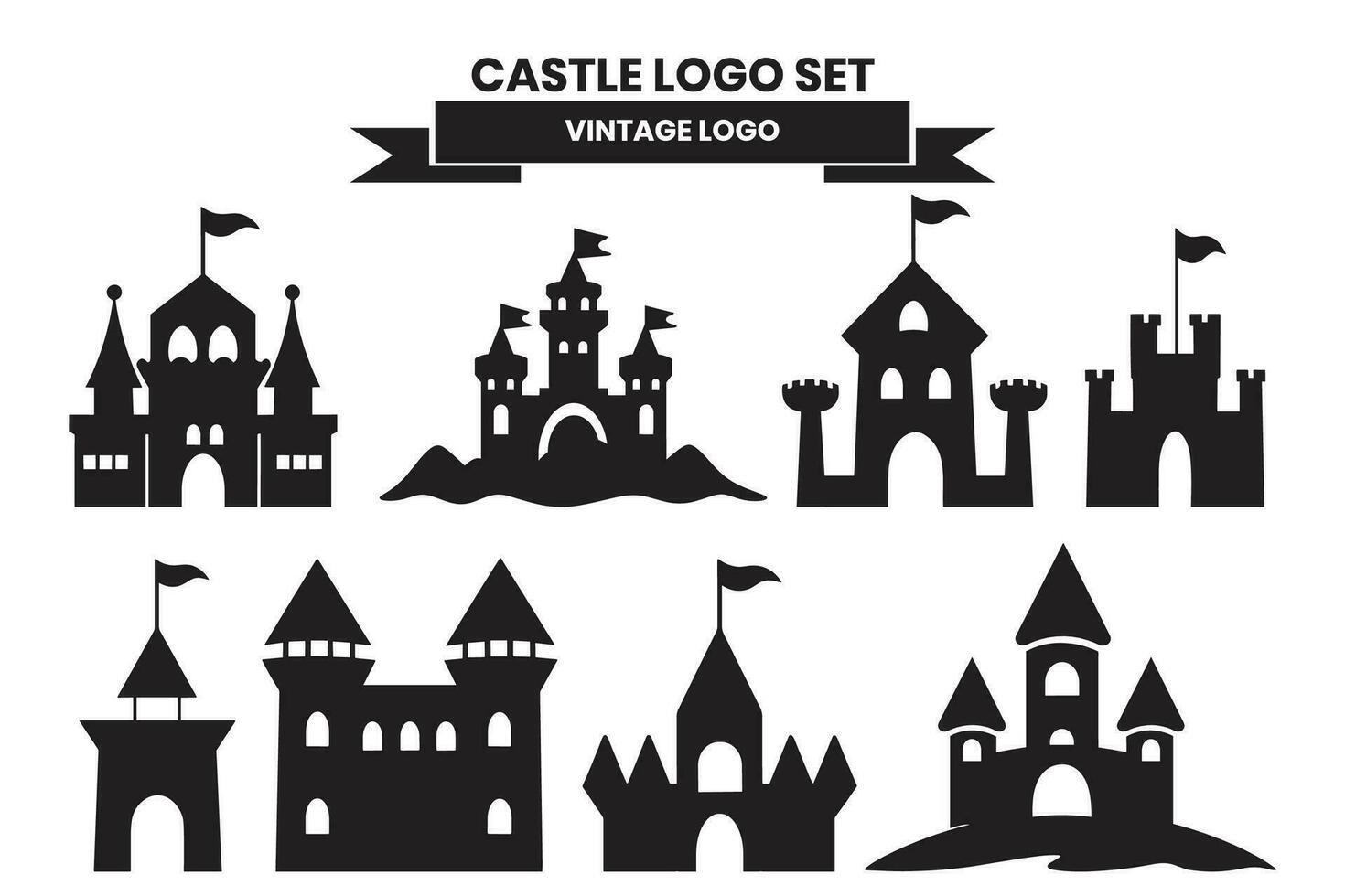 kasteel silhouet voorwerp in wijnoogst stijl vector