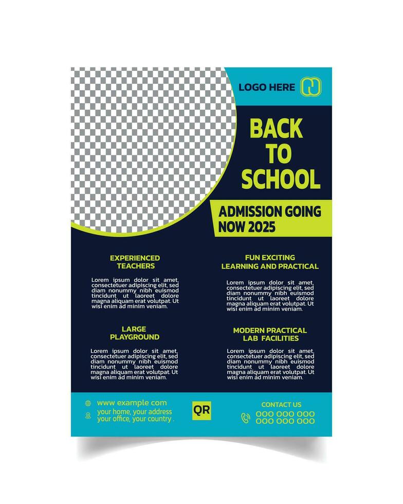 school- toelating publiciteit folder en kinderen school- brochure sjabloon ontwerp vector