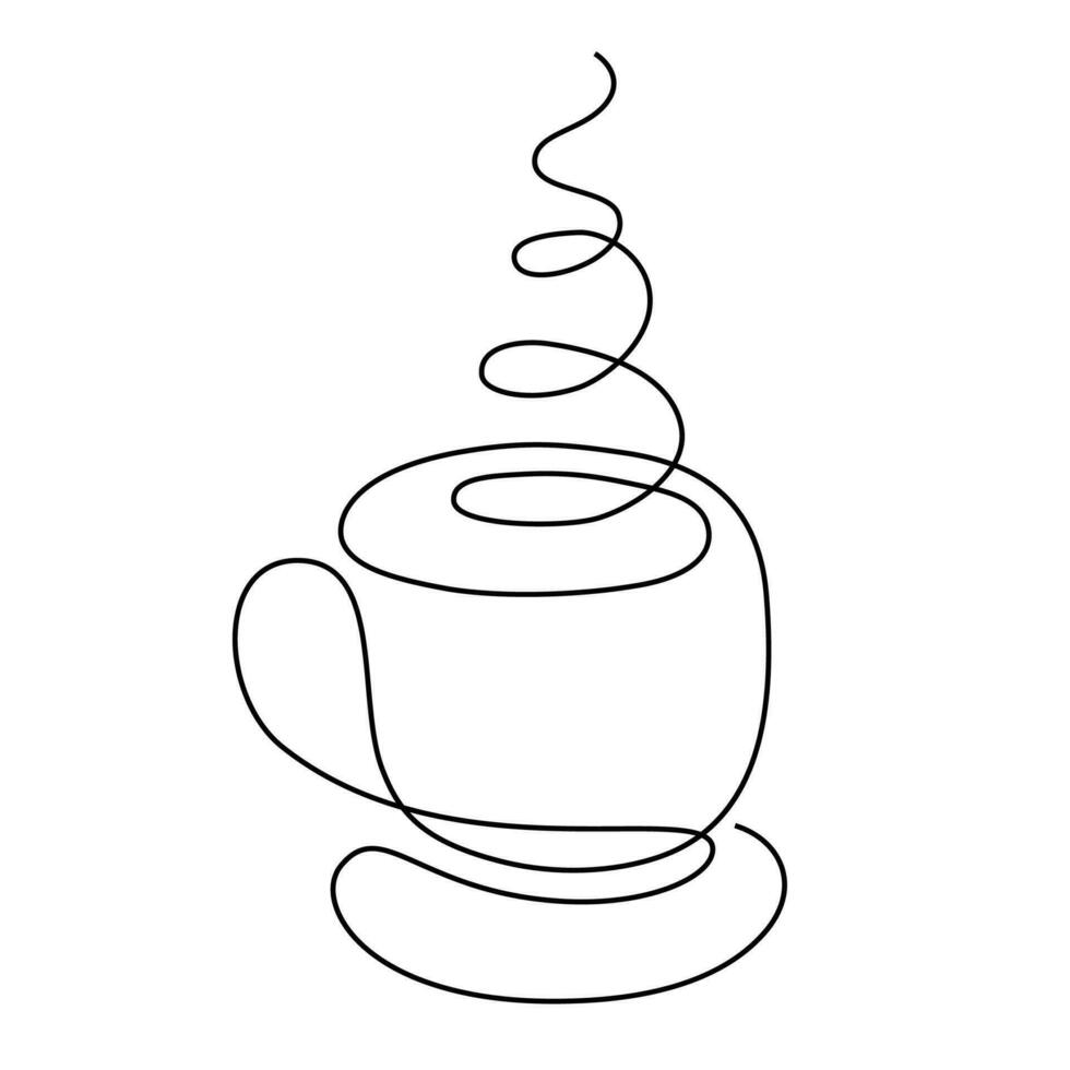 een kop van koffie lijn kunst. vector illustratie met koffie thema en lijn kunst vector stijl.