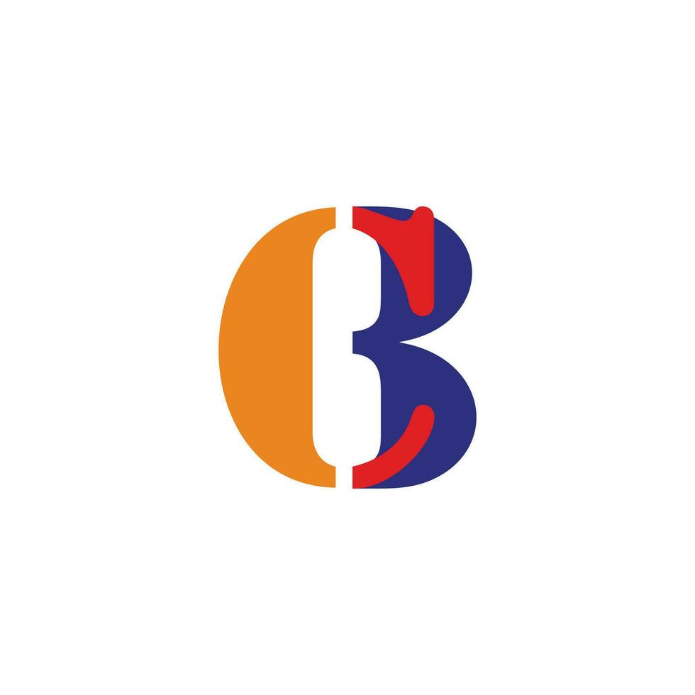 brief cb gemakkelijk kleurrijk retro doopvont logo vector