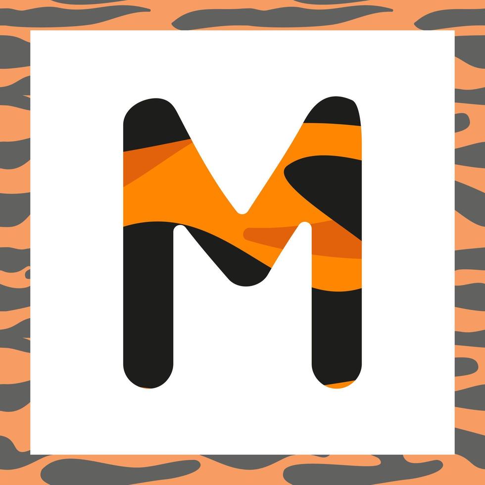 letter m met tijgerpatroon vector