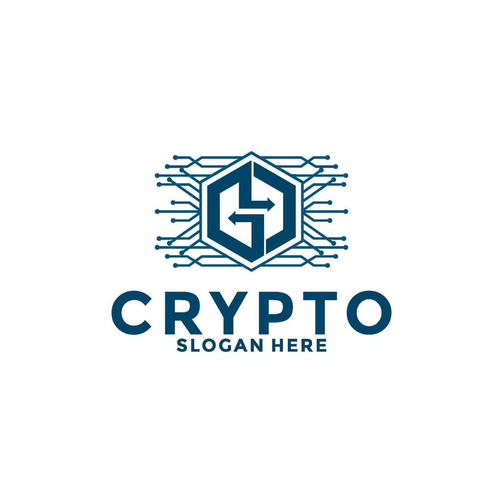 brief gc digitaal crypto valuta logo met blockchain technologie. financieel technologie logo sjabloon vector