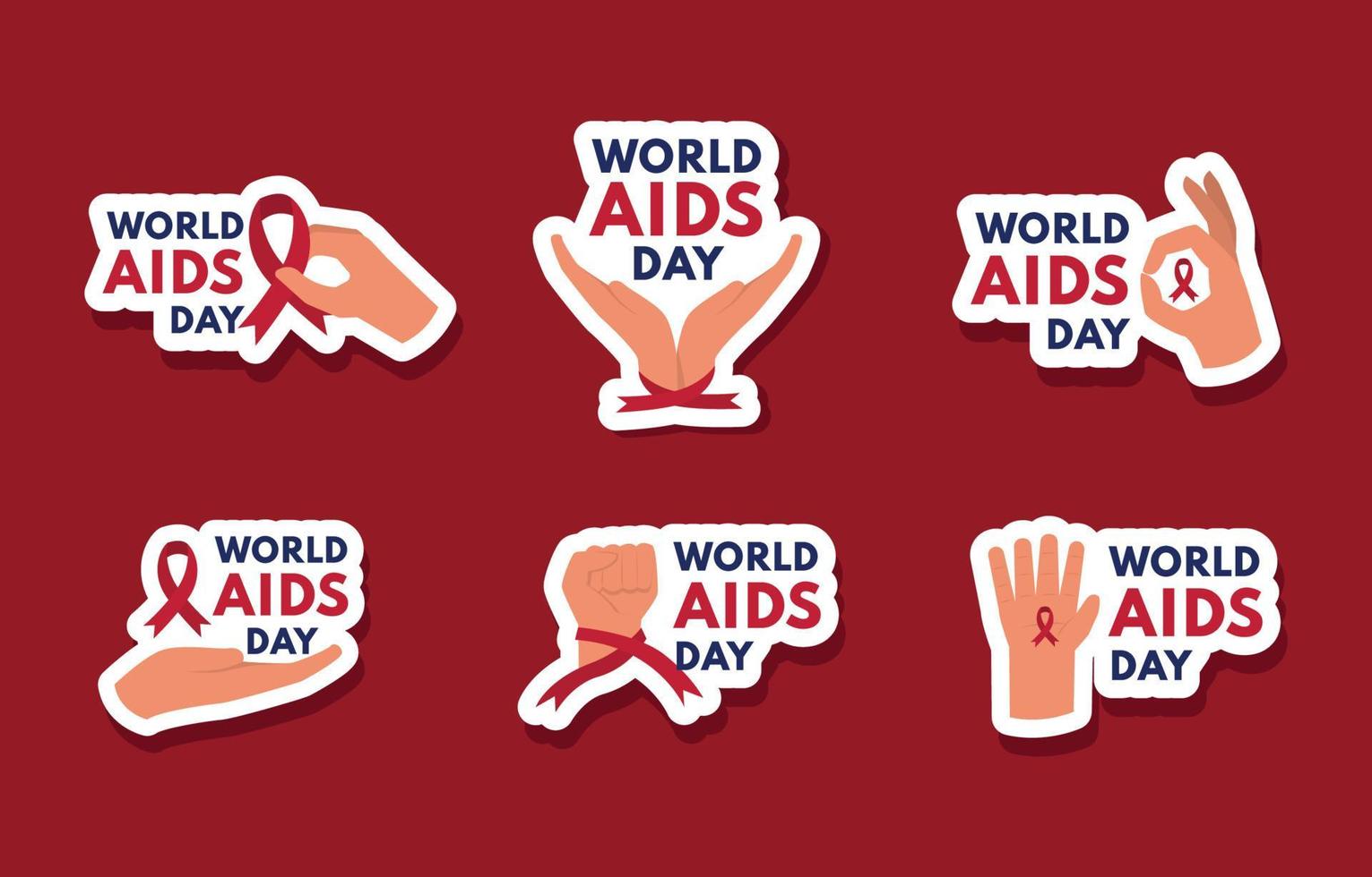 stickerset wereld aids dag vector