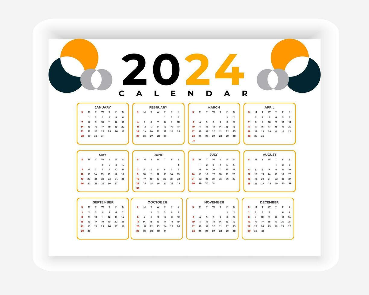 vector kleurrijk 2024 kalender ontwerp