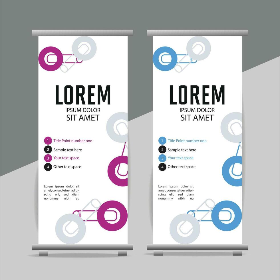 professioneel bedrijf rollen omhoog Scherm standee sjabloon ontwerp vector