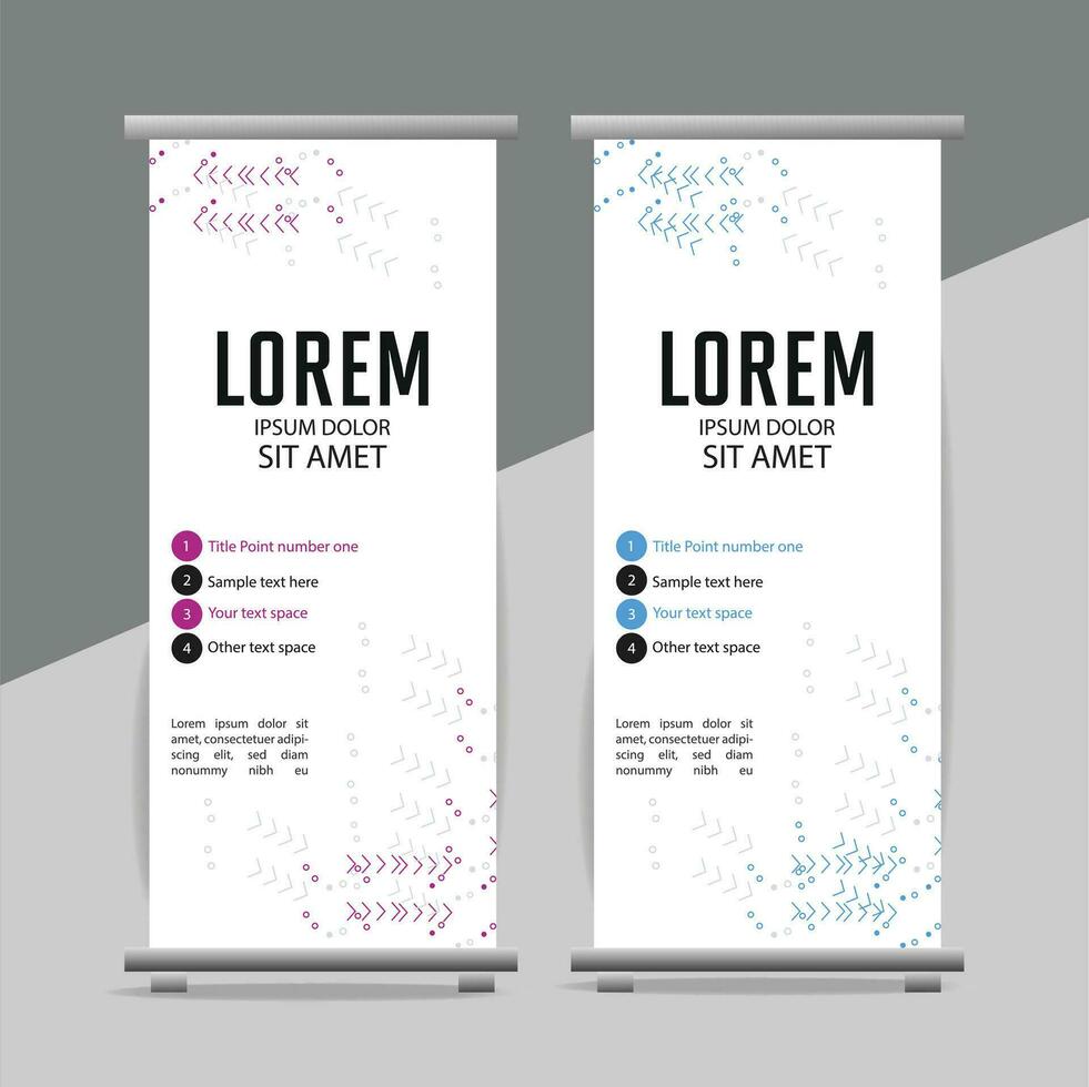 professioneel bedrijf rollen omhoog Scherm standee sjabloon ontwerp vector