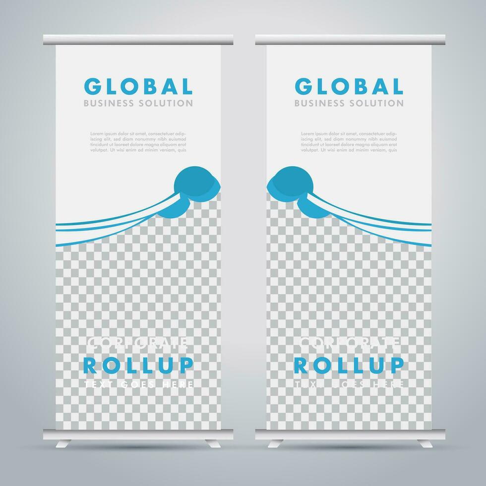 modern rollen omhoog banier ontwerp sjabloon. folder. Trekken omhoog. presentatie. brochure. poster. advertentie. afdrukken media vector