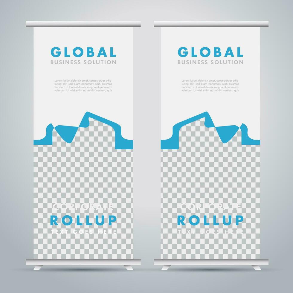 modern rollen omhoog banier ontwerp sjabloon. folder. Trekken omhoog. presentatie. brochure. poster. advertentie. afdrukken media vector