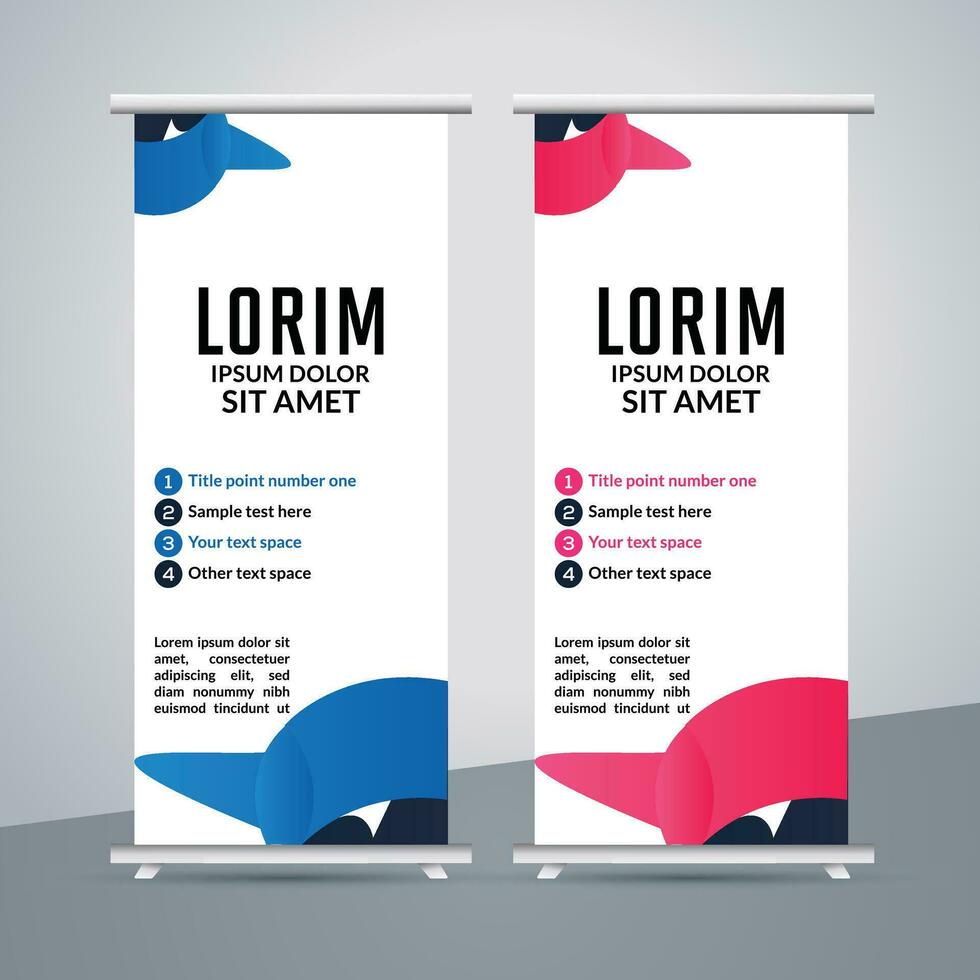 professioneel bedrijf rollen omhoog Scherm standee sjabloon ontwerp vector