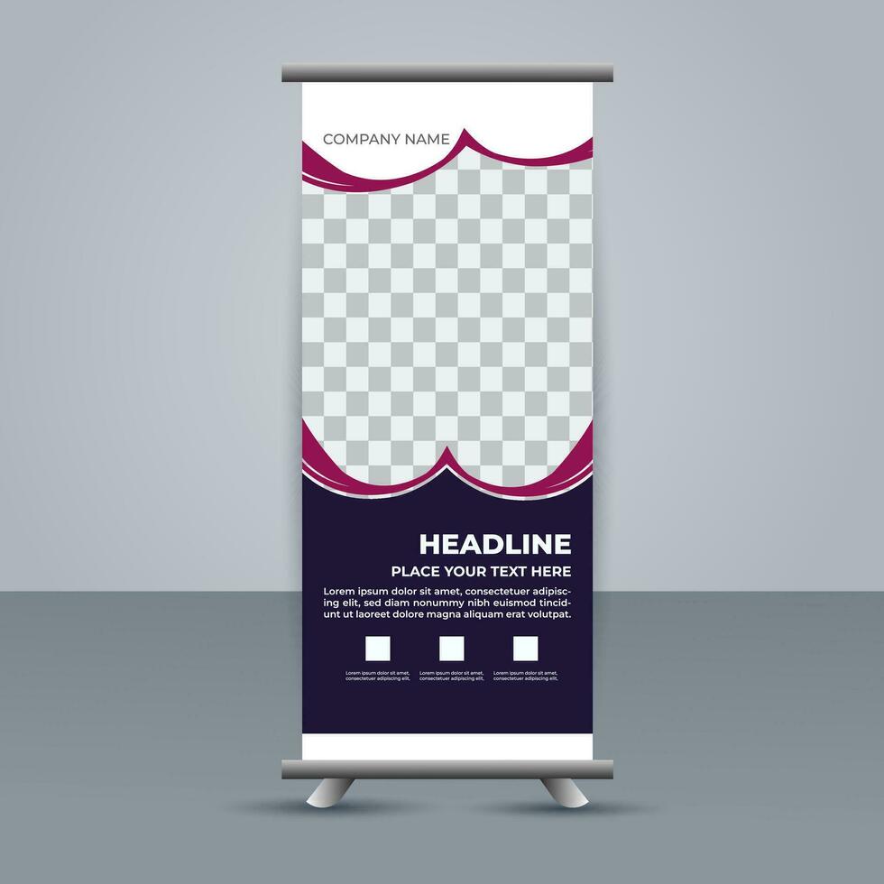 professioneel bedrijf rollen omhoog Scherm standee sjabloon ontwerp vector