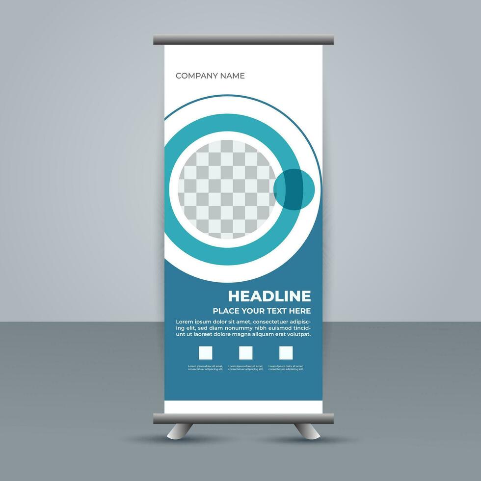 professioneel bedrijf rollen omhoog Scherm standee sjabloon ontwerp vector