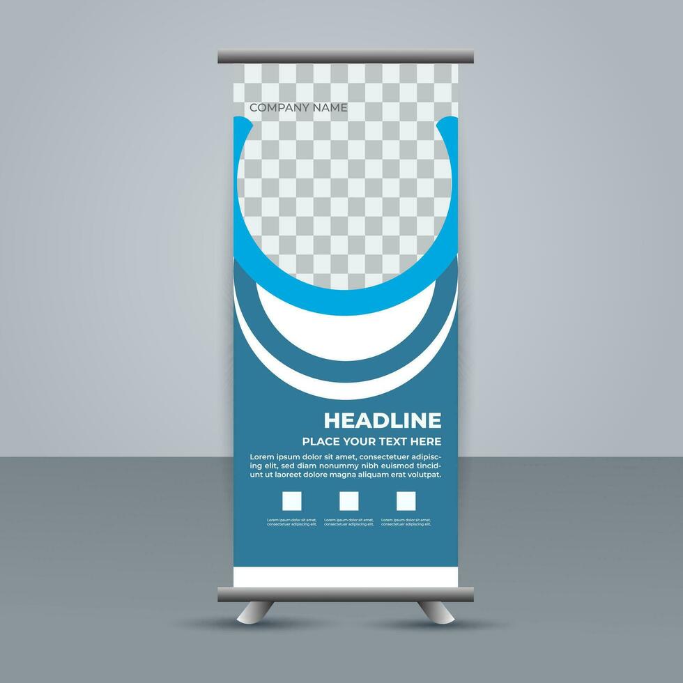 professioneel bedrijf rollen omhoog Scherm standee sjabloon ontwerp vector