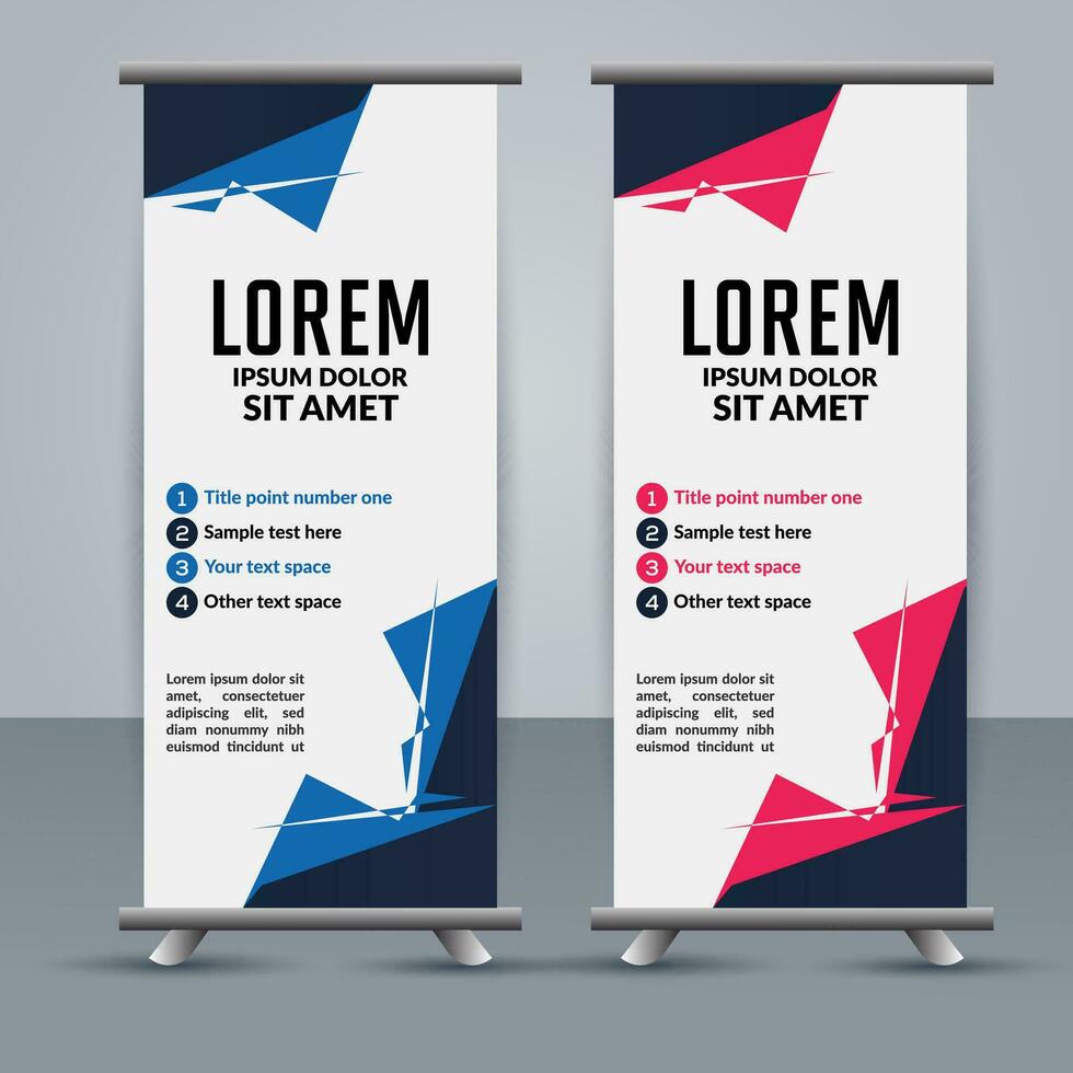 professioneel bedrijf rollen omhoog Scherm standee sjabloon ontwerp vector