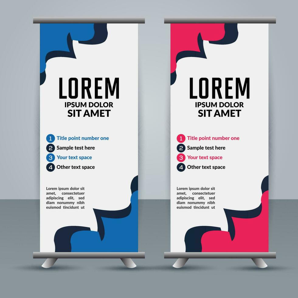 professioneel bedrijf rollen omhoog Scherm standee sjabloon ontwerp vector