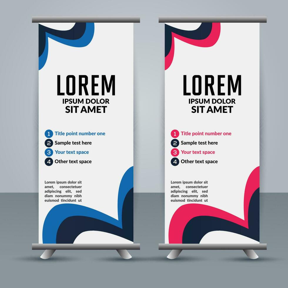 professioneel bedrijf rollen omhoog Scherm standee sjabloon ontwerp vector