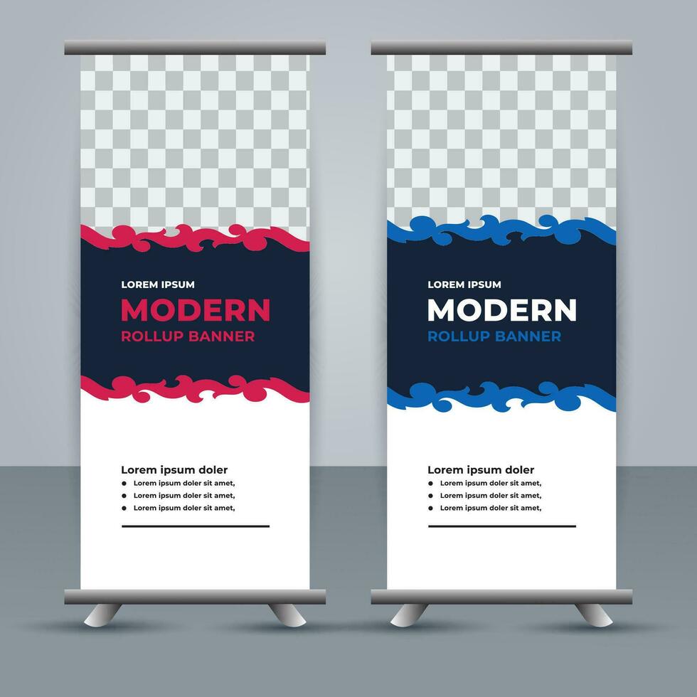 professioneel bedrijf rollen omhoog Scherm standee sjabloon ontwerp vector