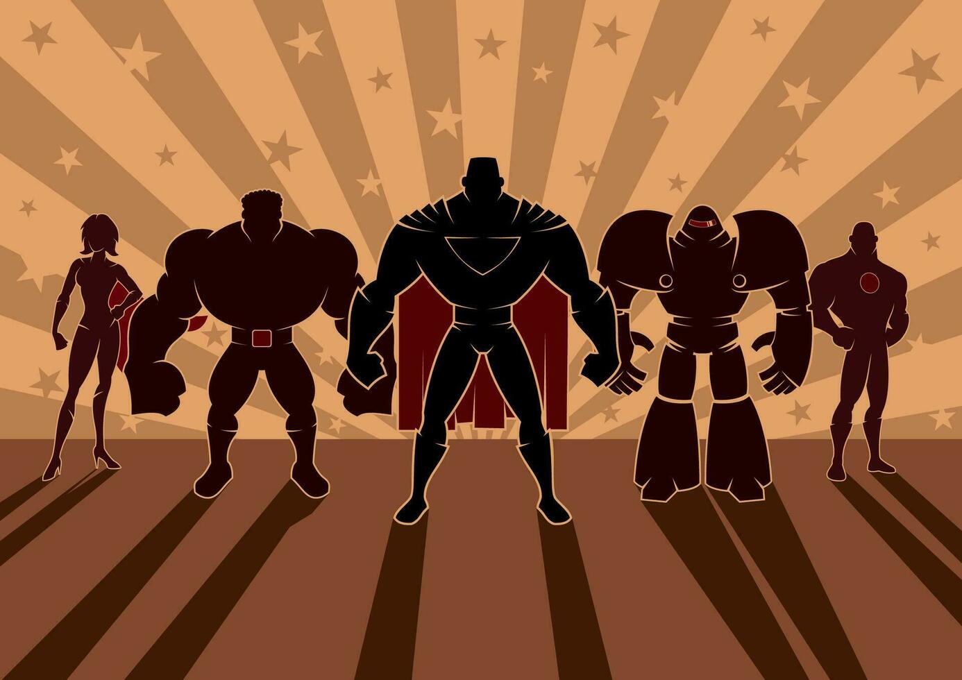 superheld team tekenfilm vector