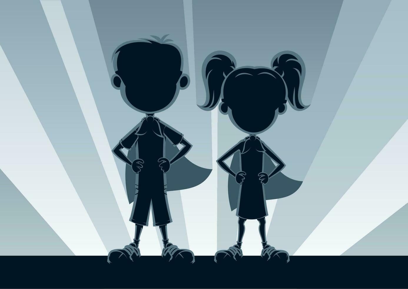 super kinderen silhouetten vector