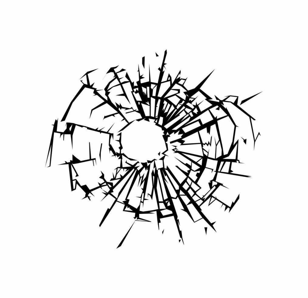 gebarsten structuur Aan glas. gebroken glas oppervlakte Aan wit achtergrond. plons effect vector. vector